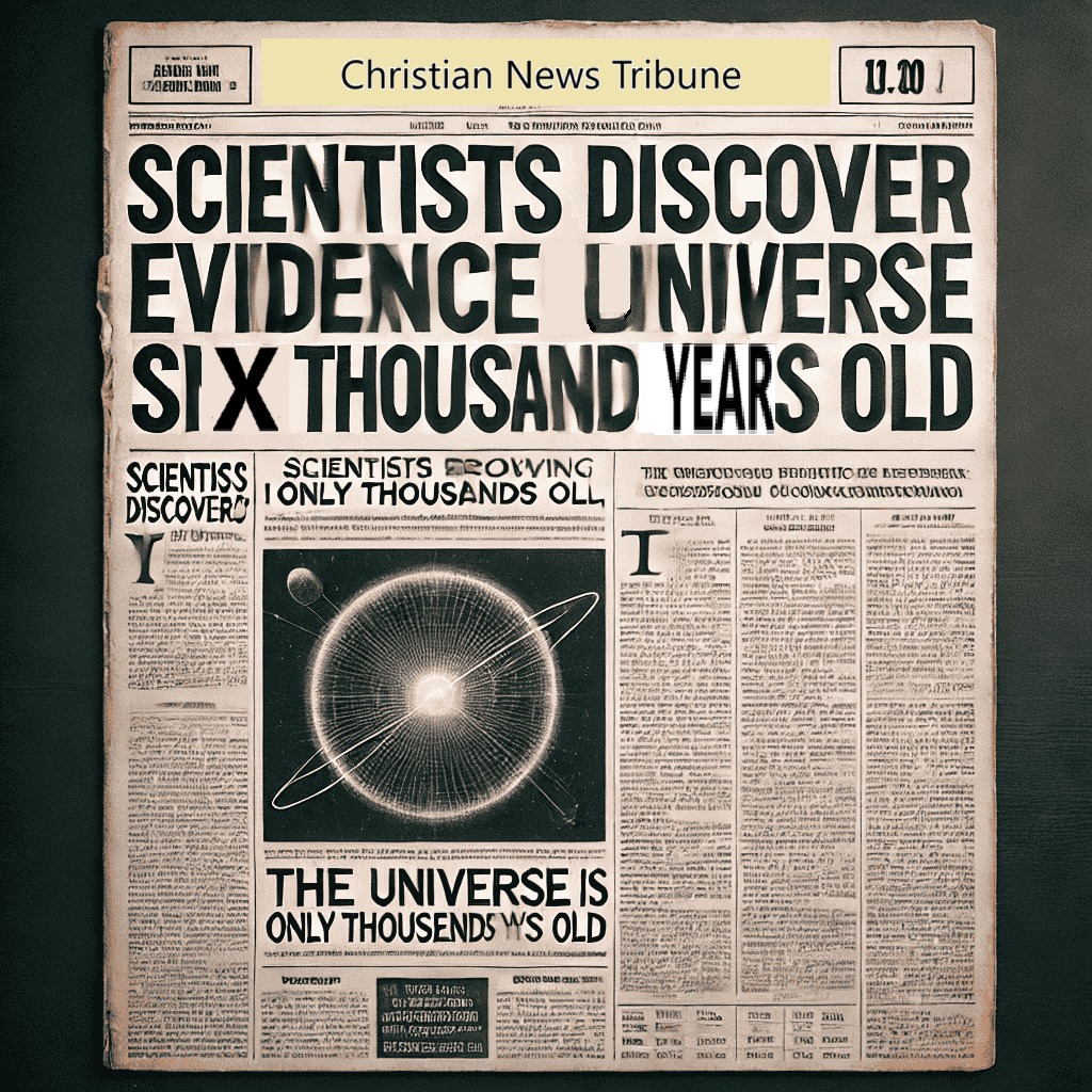 News headline Scientist finds evidence universe is Thousands of Years Old